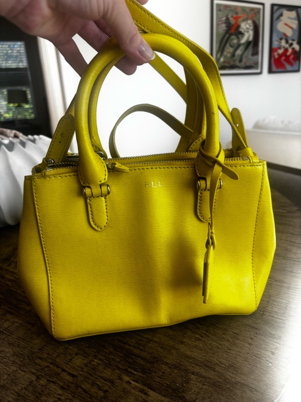 Yellow Ralph Lauren Leather Satchel